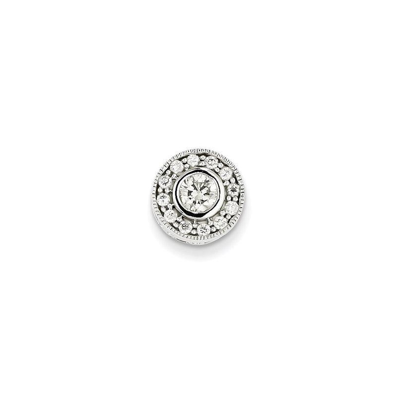 14k White Gold Real Diamond Circle Pendant