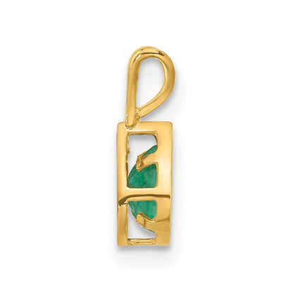14K Yellow Gold 6x4mm Pear Emerald Bezel Pendant