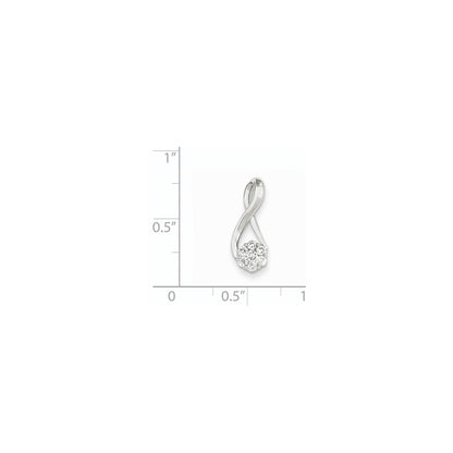 14k White Gold Real Diamond Chain Slide
