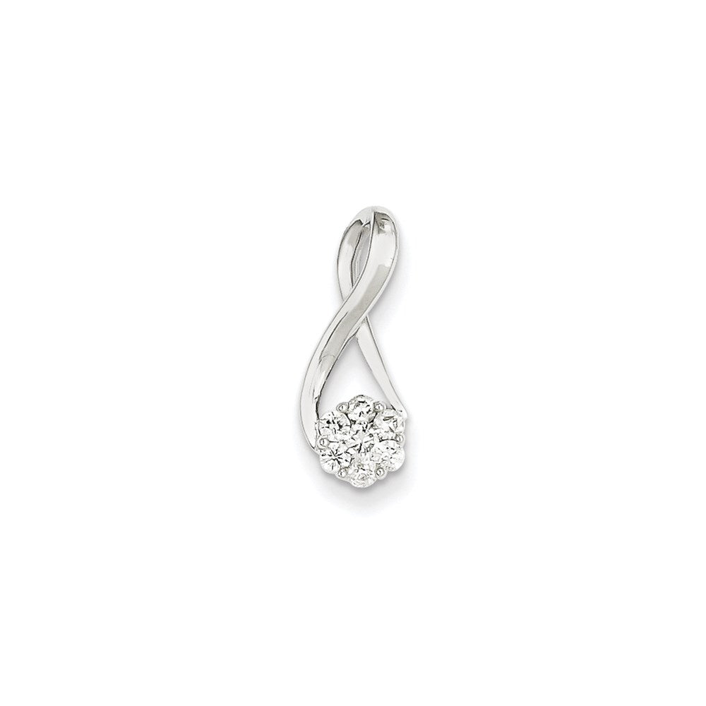 14k White Gold Real Diamond Chain Slide