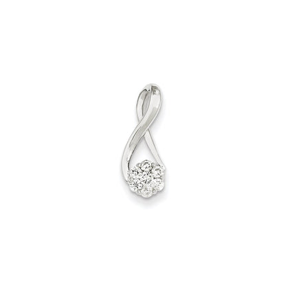 14k White Gold Real Diamond Chain Slide