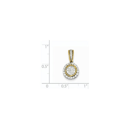 14k Two-Tone Gold Real Diamond Circle Pendant