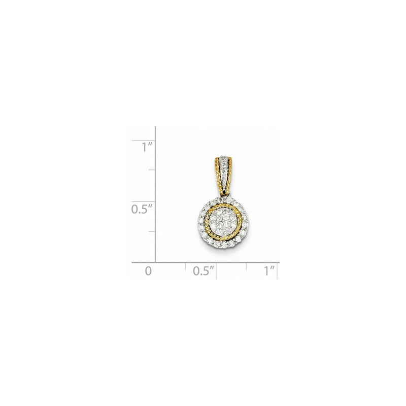 14k Two-Tone Gold Real Diamond Circle Pendant
