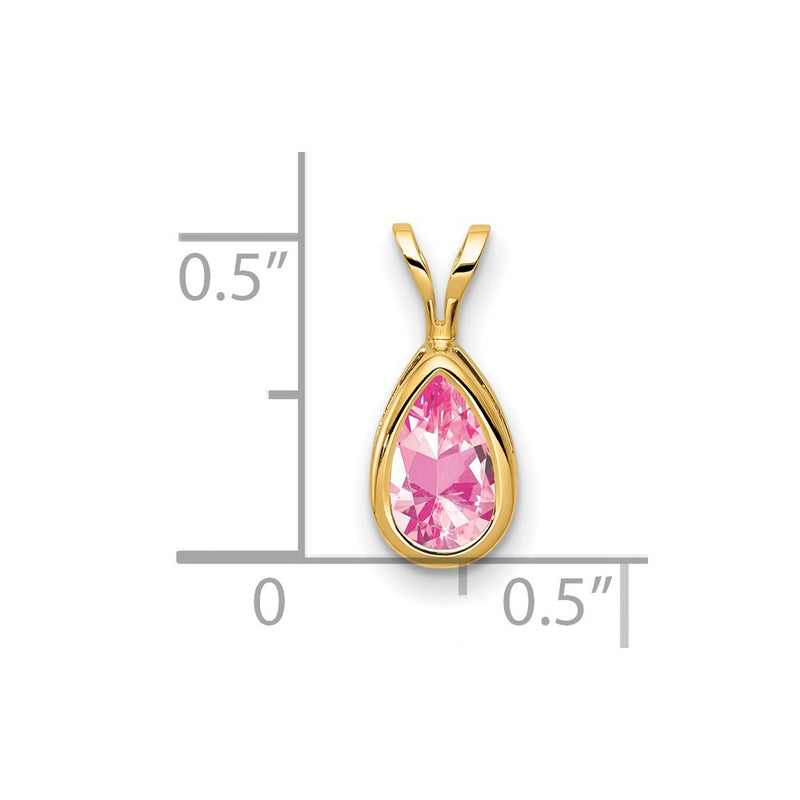 14k Yellow Gold 8x5mm Pear Pink Tourmaline bezel pendant