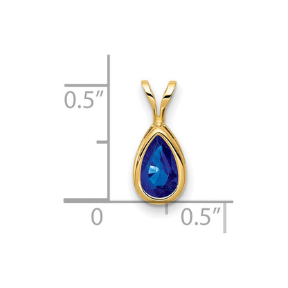 14k 8x5mm Pear Sapphire bezel Pendant
