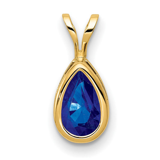 14k 8x5mm Pear Sapphire bezel Pendant