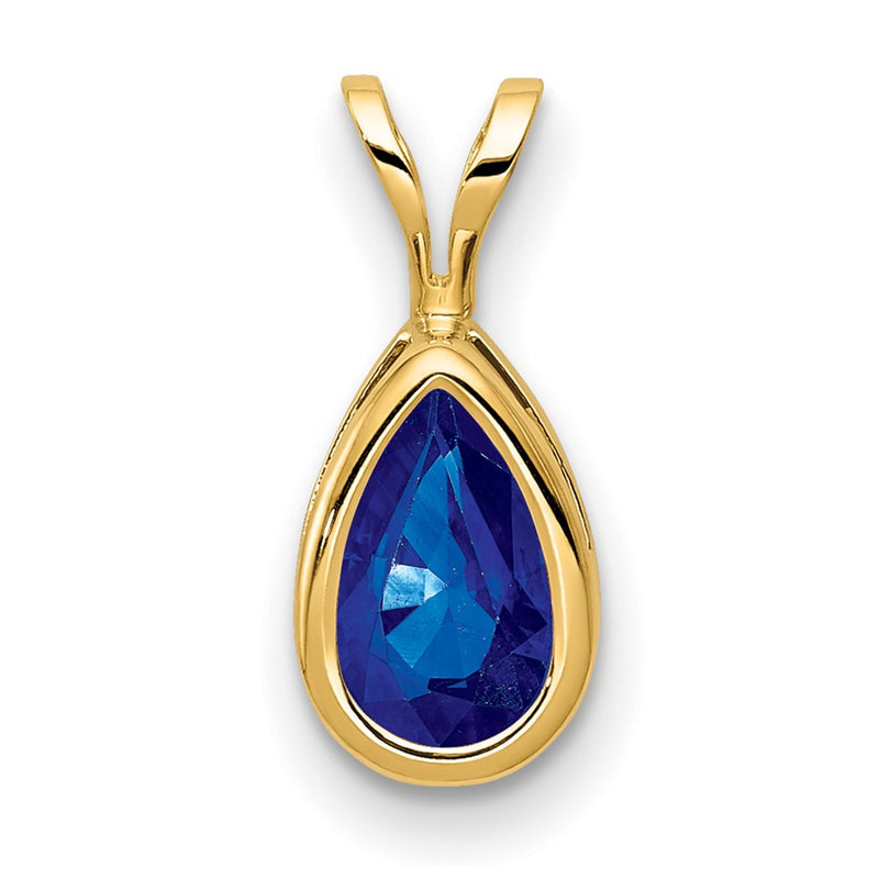 14k 8x5mm Pear Sapphire bezel Pendant