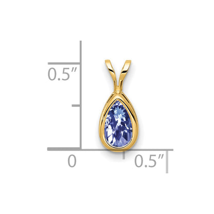 14k Yellow Gold 8x5mm Pear Tanzanite bezel pendant