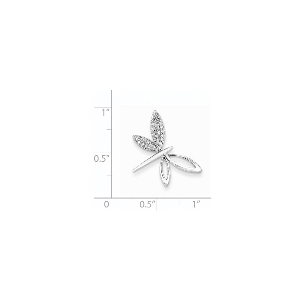 14k White Gold Real Diamond Dragonfly Chain Slide