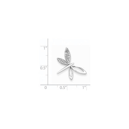14k White Gold Real Diamond Dragonfly Chain Slide