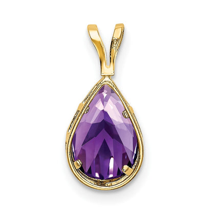 14K Yellow Gold Amethyst bezel pendant