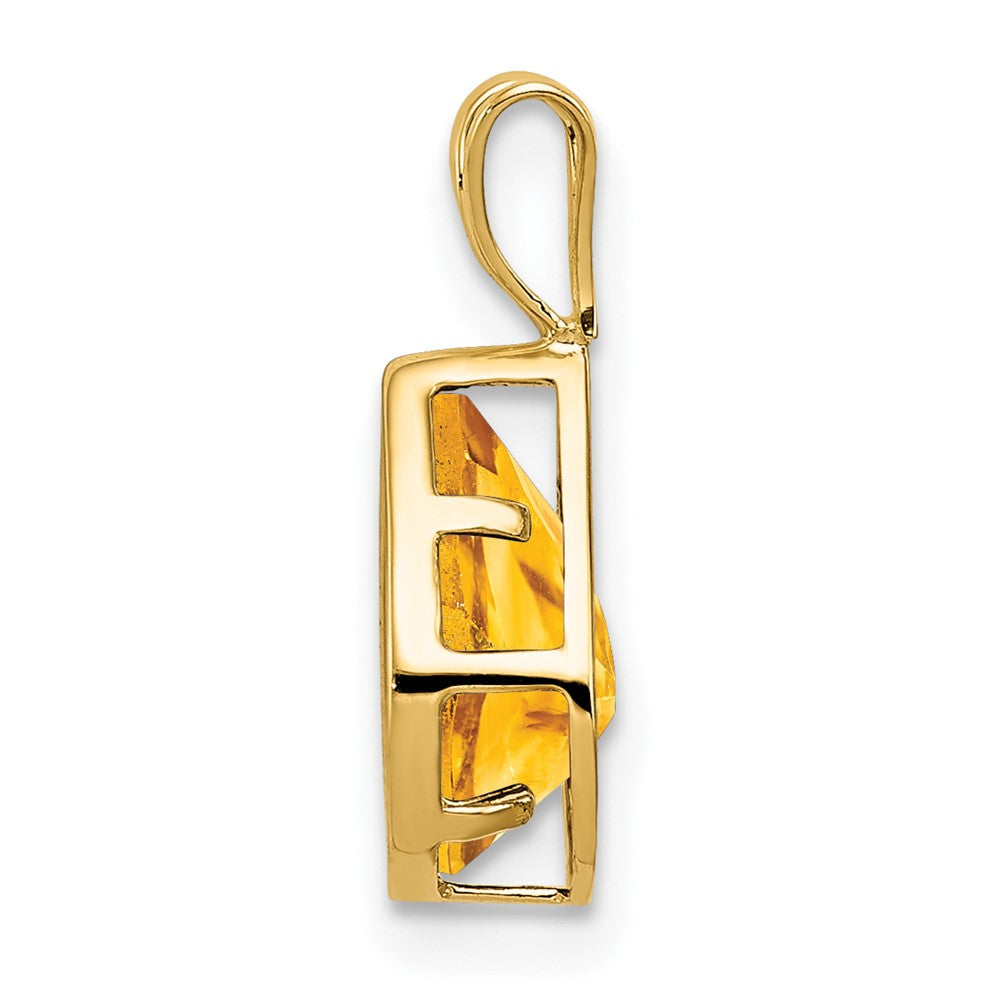14K Yellow Gold 9x6mm Pear Citrine bezel pendant