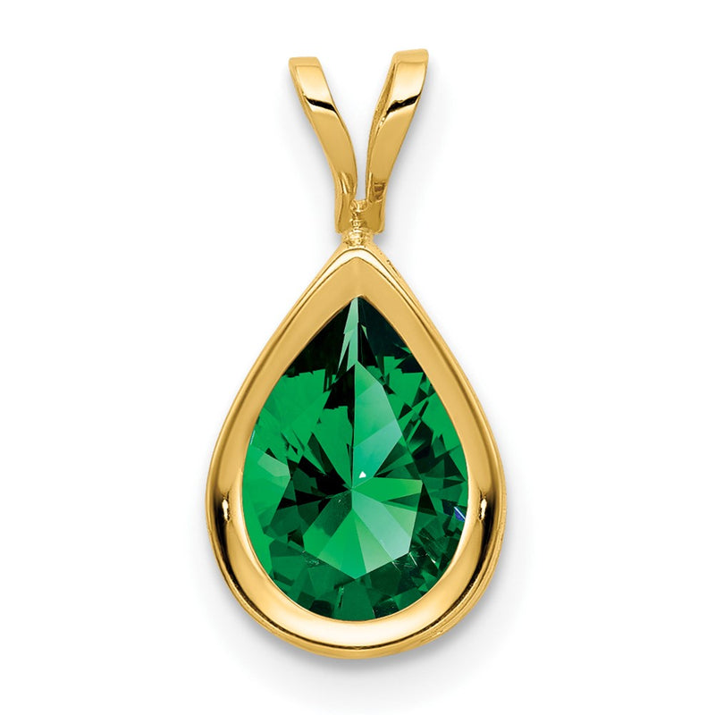 14K Yellow Gold 9x6mm Pear Mount St. Helens bezel pendant