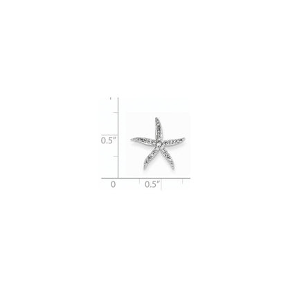 14k White Gold Real Diamond Star Fish Chain Slide Pendant