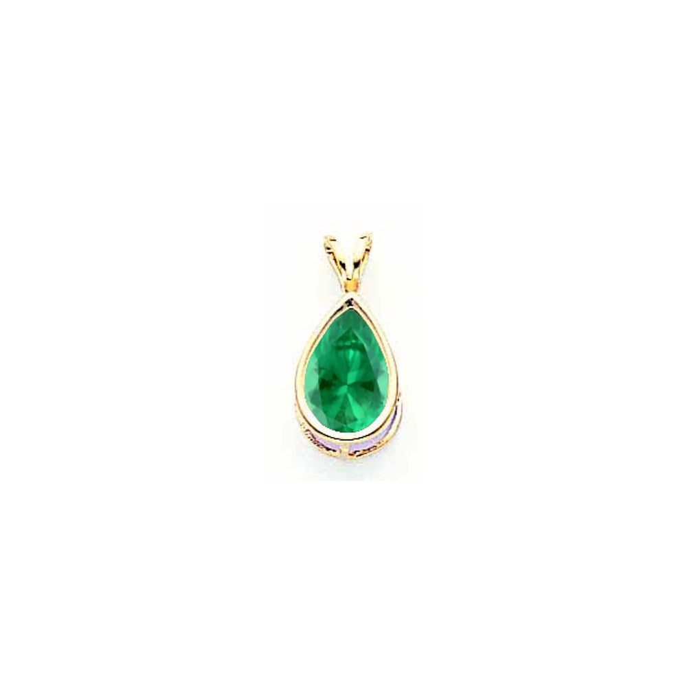 14K Yellow Gold 10x7mm Pear Mount St. Helens bezel pendant