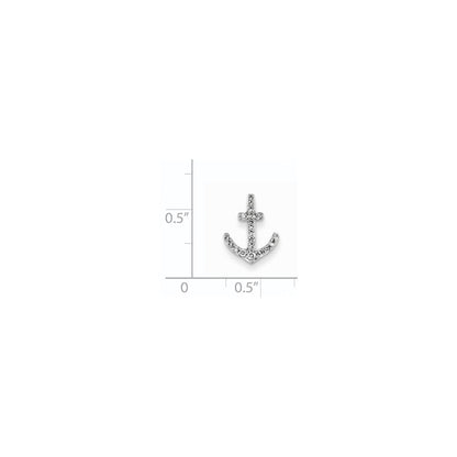 14k White Gold Real Diamond Anchor Chain Slide Pendant