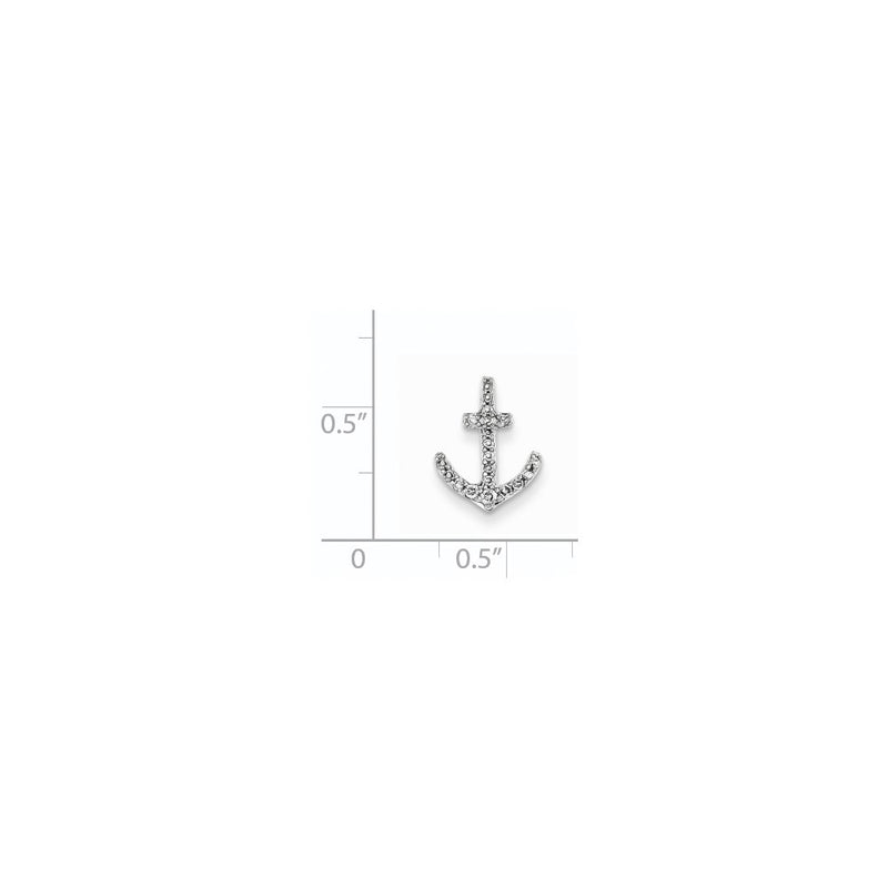 14k White Gold Real Diamond Anchor Chain Slide Pendant