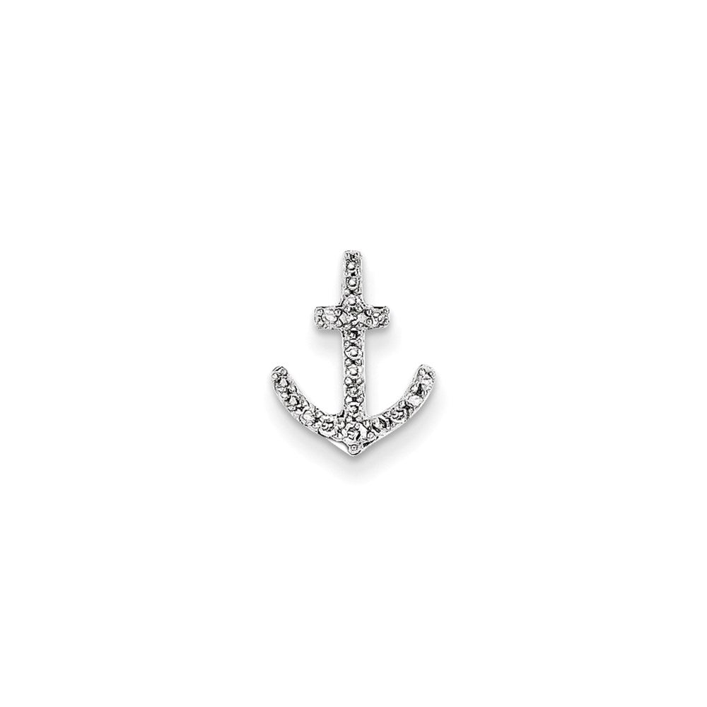 14k White Gold Real Diamond Anchor Chain Slide Pendant