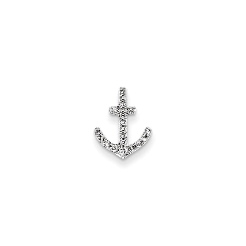 14k White Gold Real Diamond Anchor Chain Slide Pendant