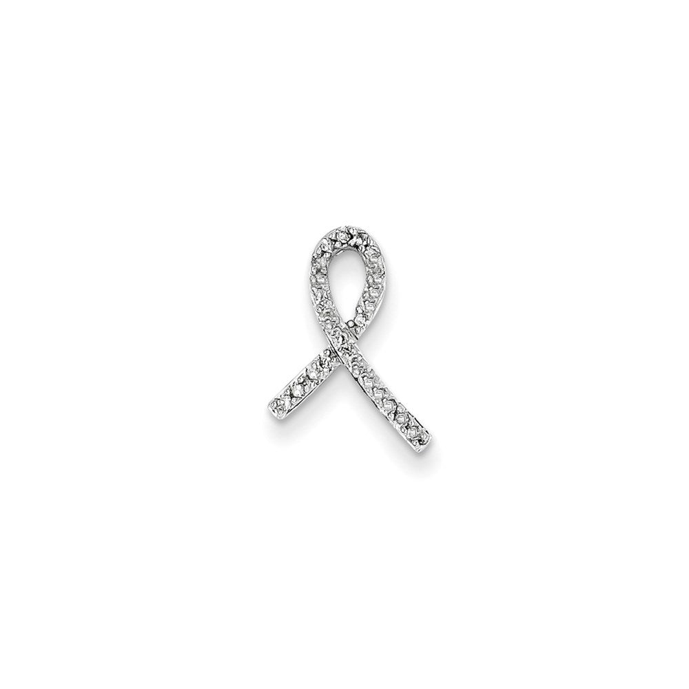 14k White Gold Breast Cancer Awareness Real Diamond Slide Pendant
