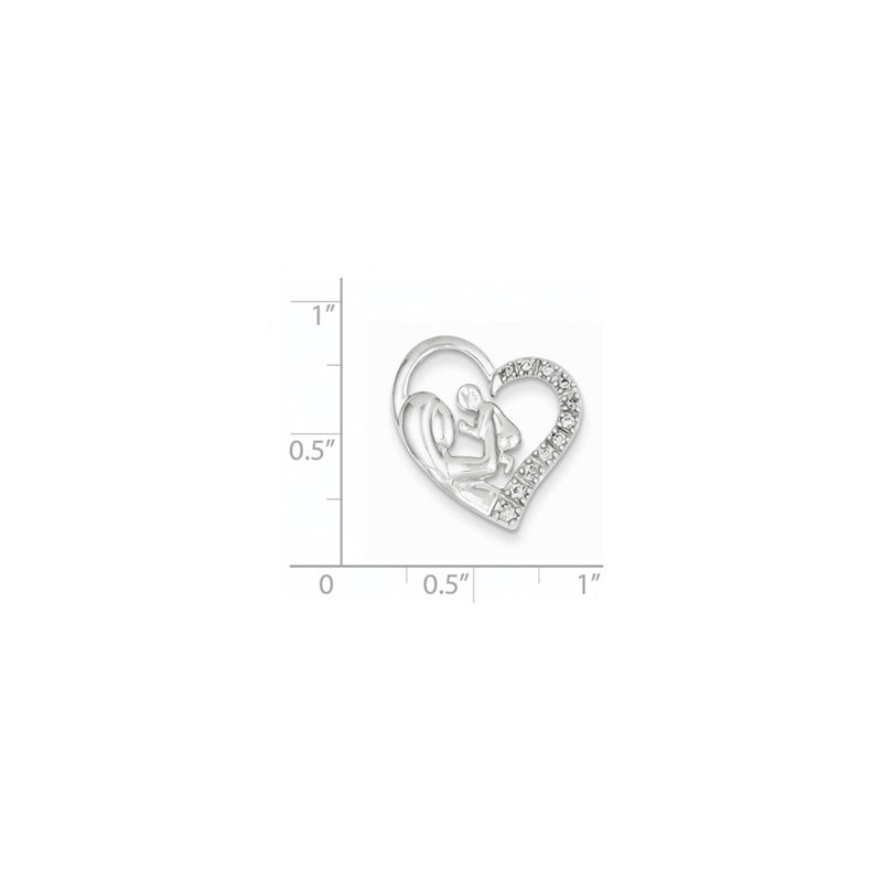 14k White Gold Mother and Baby Real Diamond Heart