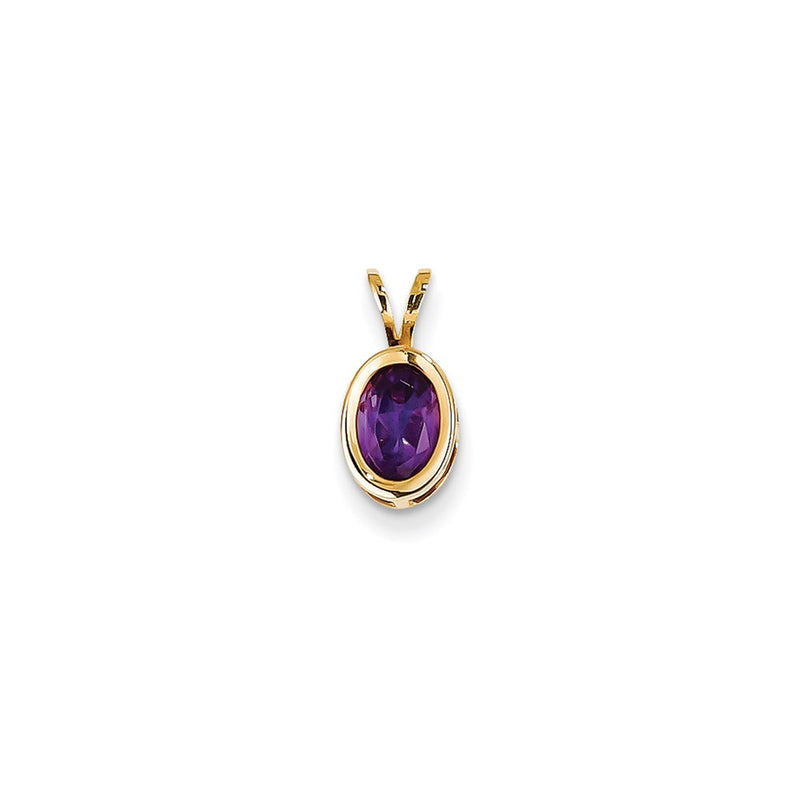 14K Yellow Gold 7x5mm Oval Amethyst bezel pendant