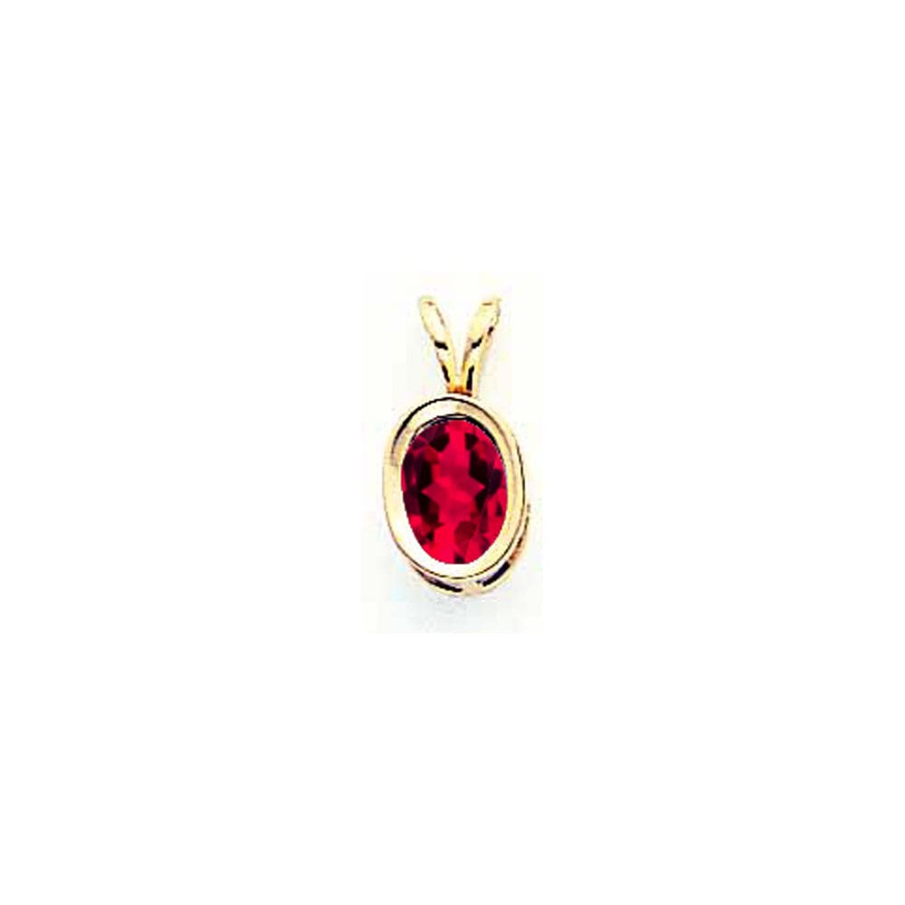 14K Yellow Gold 7x5mm Oval Ruby bezel pendant