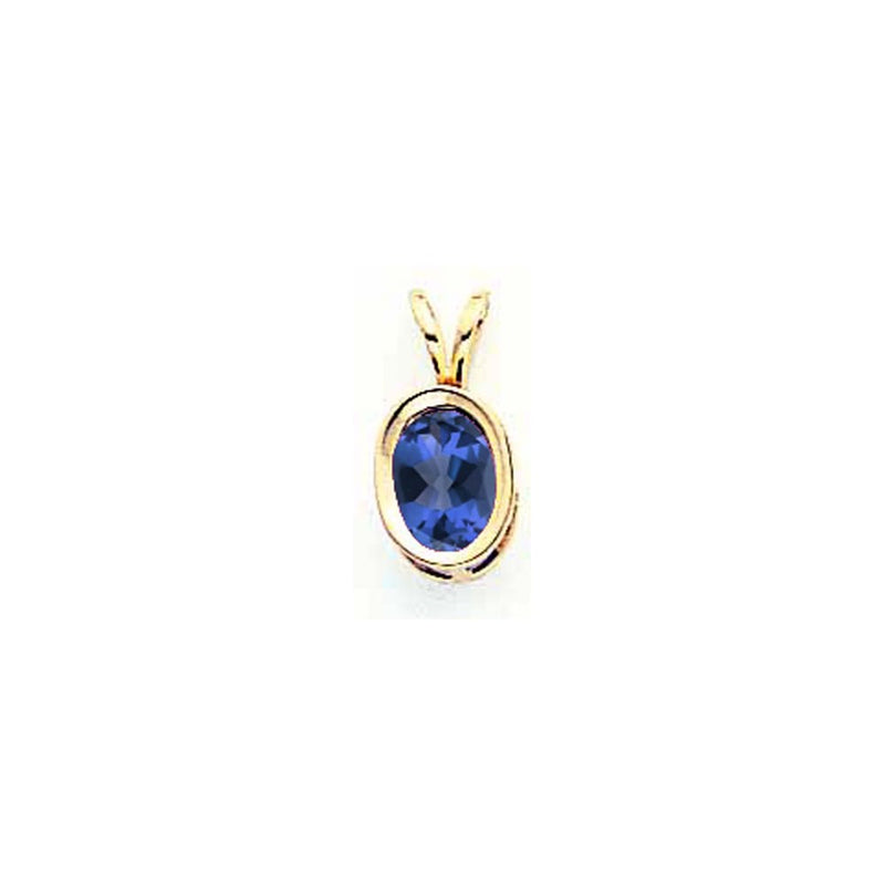 14K Yellow Gold 7x5mm Oval Sapphire bezel pendant