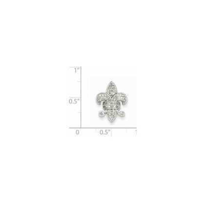 14k White Gold Real Diamond Fleur De Lis Chain Slide