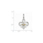 14k White Gold w/Yellow Gold Real Diamond Fleur De Lis Pendant