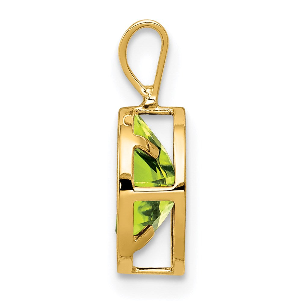 14K Yellow Gold 8x6mm Oval Peridot bezel pendant