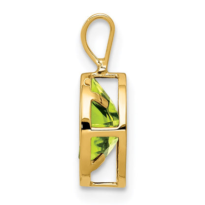14K Yellow Gold 8x6mm Oval Peridot bezel pendant