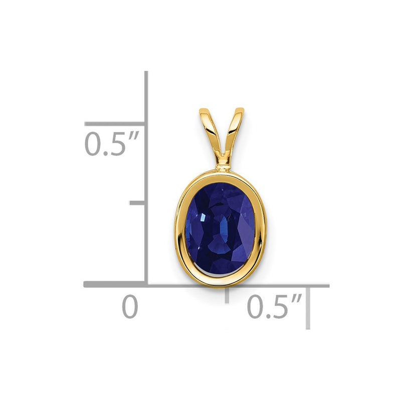 14k 8x6mm Oval Sapphire bezel Pendant