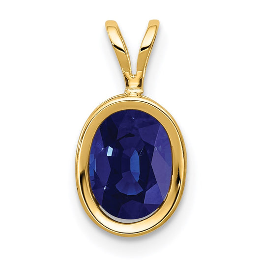 14k 8x6mm Oval Sapphire bezel Pendant