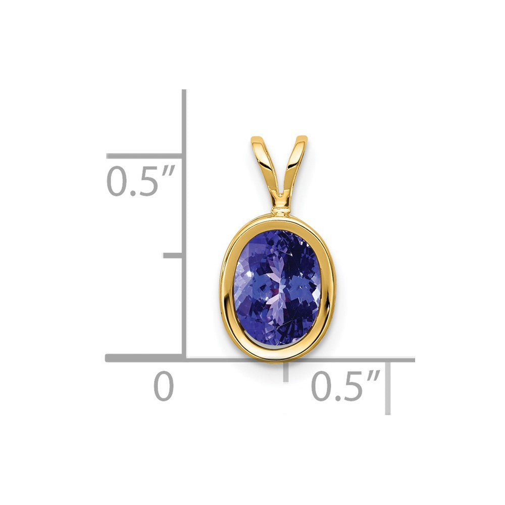 14k Yellow Gold 8x6mm Oval Tanzanite bezel pendant