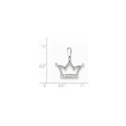 14k White Gold Real Diamond Crown Pendant