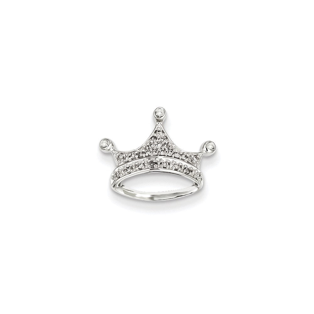 14k White Gold Real Diamond Crown Chain Slide