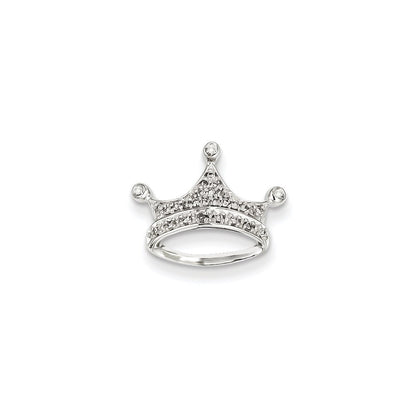 14k White Gold Real Diamond Crown Chain Slide