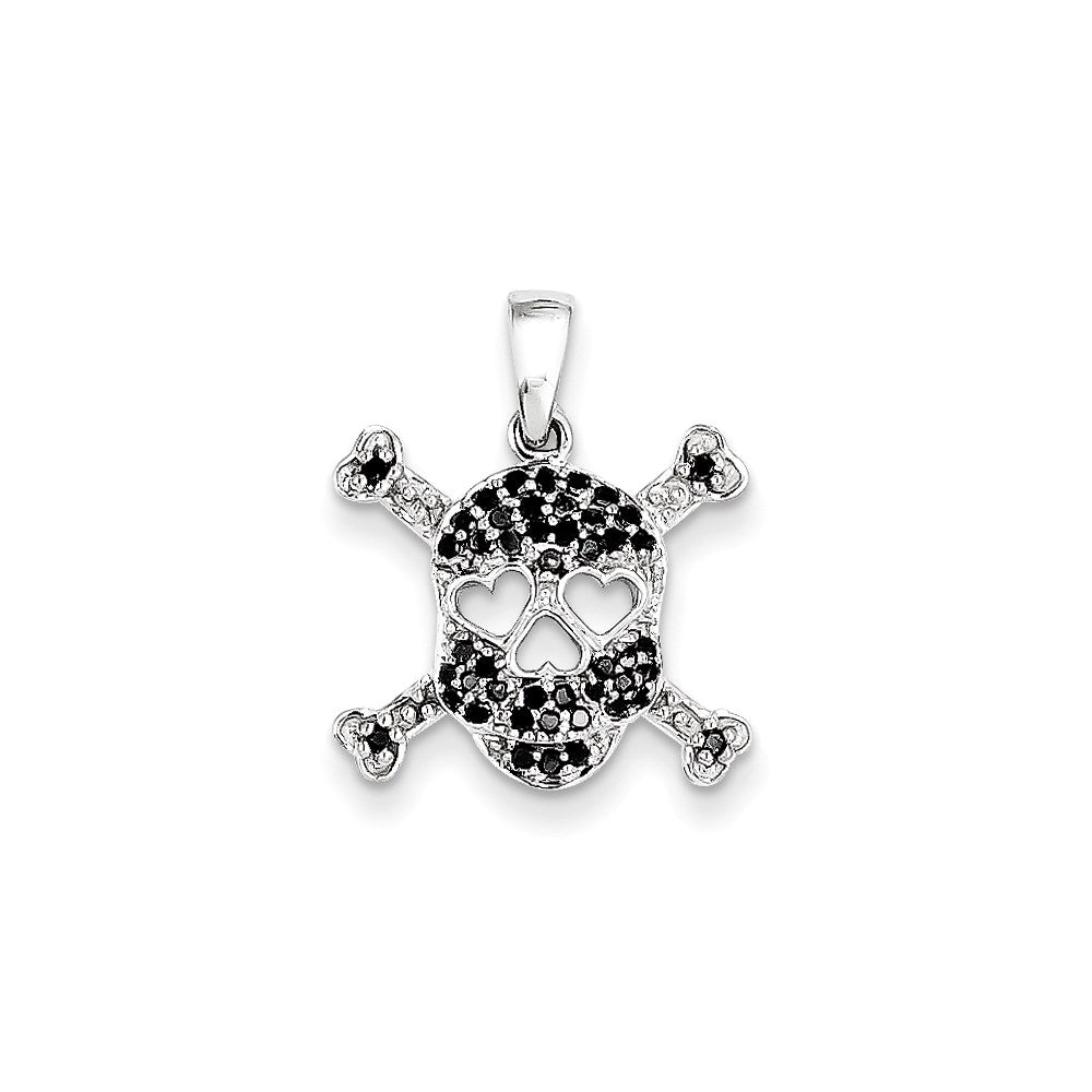 14k White Gold Black Real Diamond Pendant