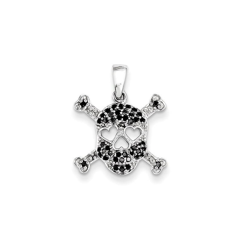 14k White Gold Black Real Diamond Pendant