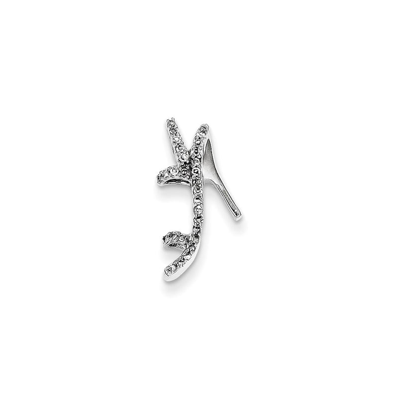 14k White Gold Diamond High Heel Shoe Chain Slide