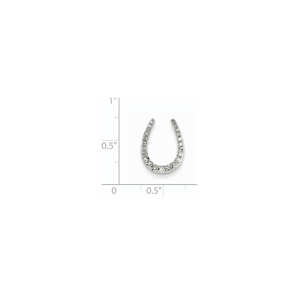 14k White Gold Real Diamond Horseshoe Chain Slide