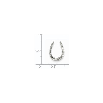 14k White Gold Real Diamond Horseshoe Chain Slide
