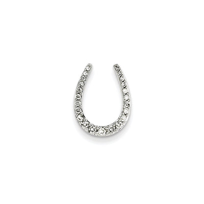 14k White Gold Real Diamond Horseshoe Chain Slide