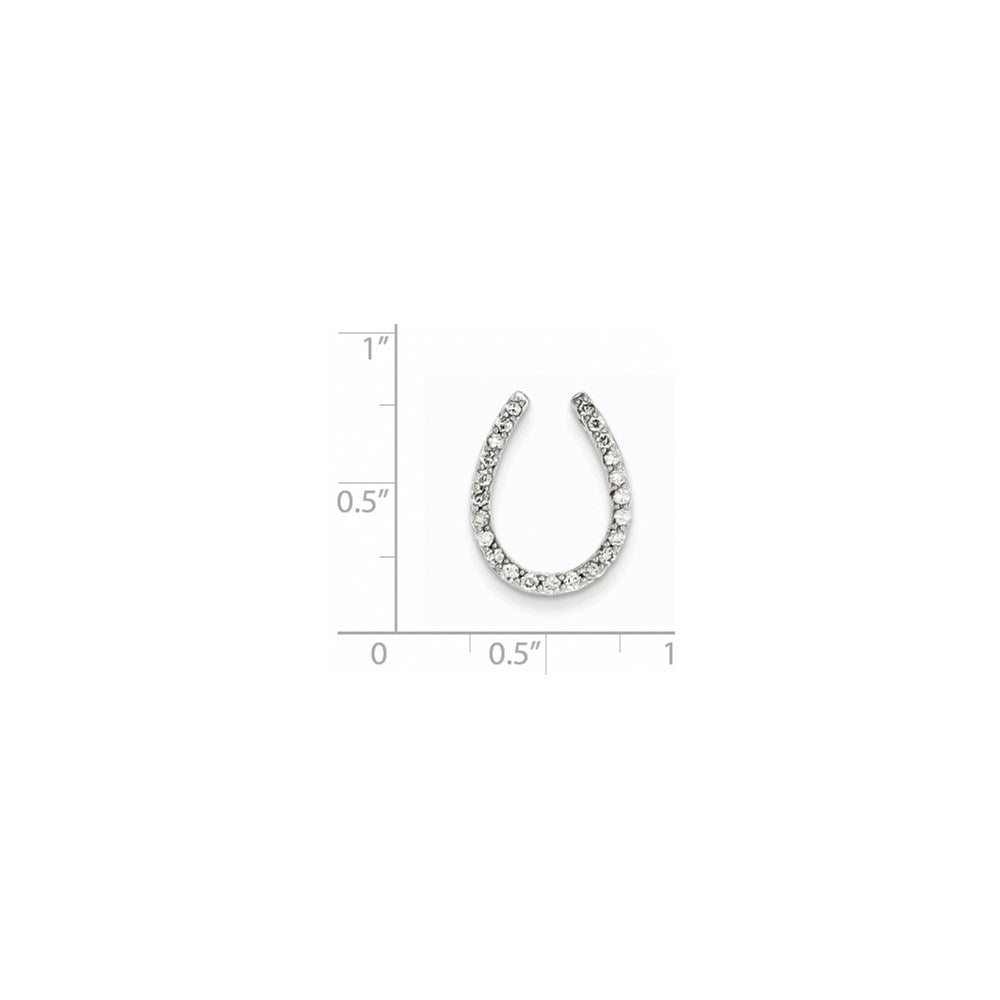 14k White Gold Real Diamond Horseshoe Chain Slide