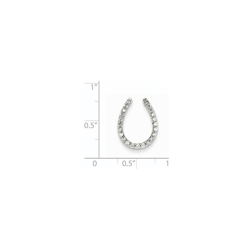 14k White Gold Real Diamond Horseshoe Chain Slide