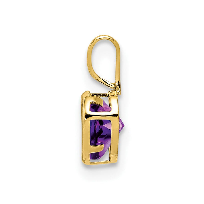 14K Yellow Gold 5mm Heart Amethyst bezel pendant
