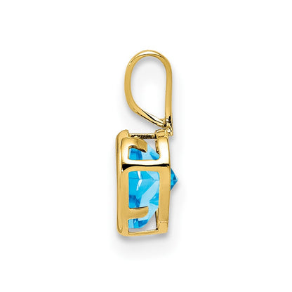 14K Yellow Gold 5mm Heart Blue Topaz Bezel Pendant