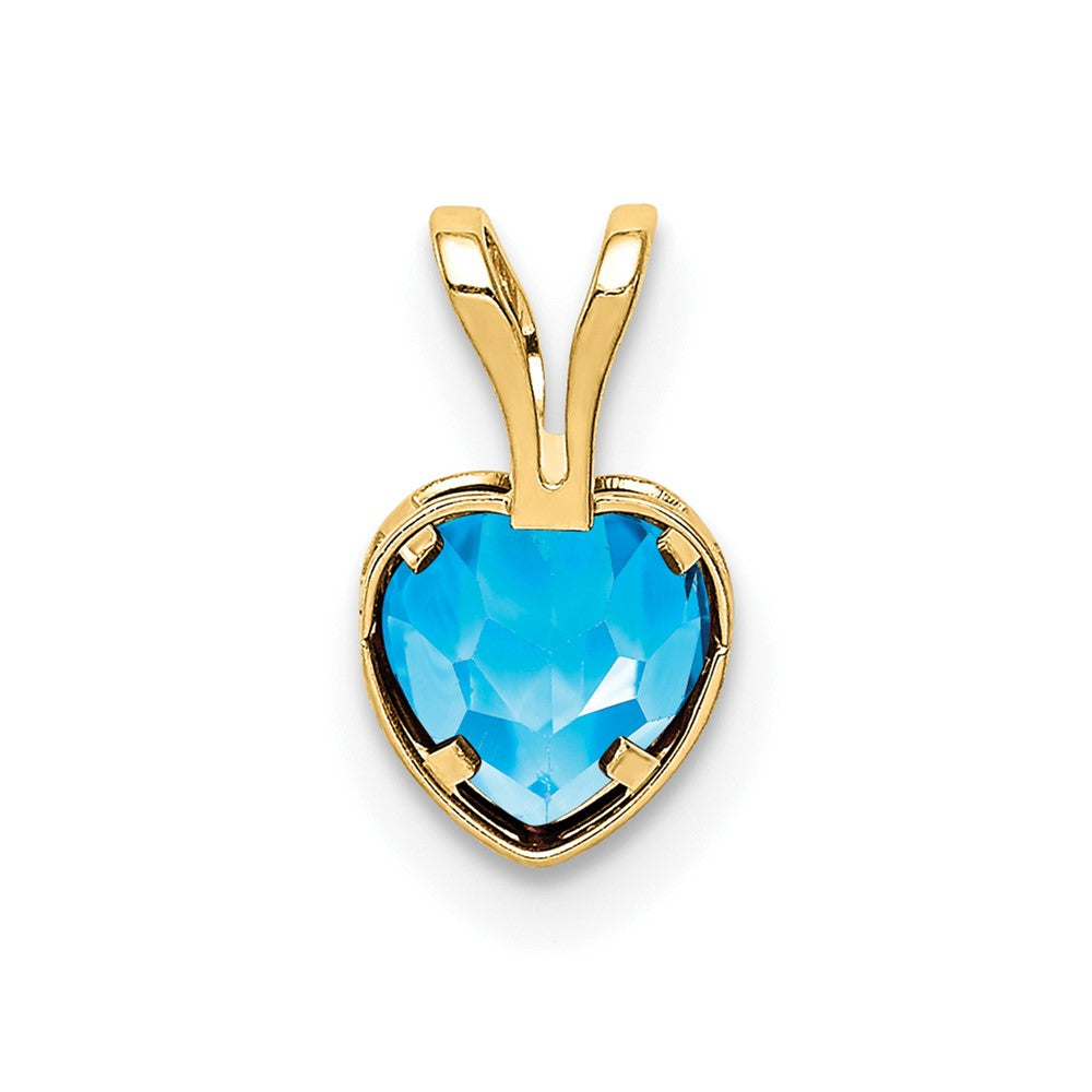 14K Yellow Gold 5mm Heart Blue Topaz Bezel Pendant