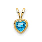 14K Yellow Gold 5mm Heart Blue Topaz Bezel Pendant